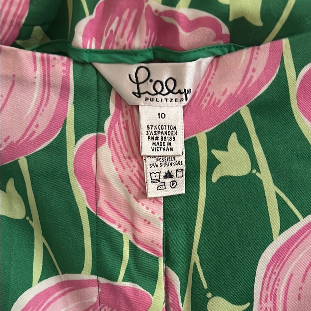 Lilly Pulitzer Green and Pink Women's Pants - Picture 2 of 6